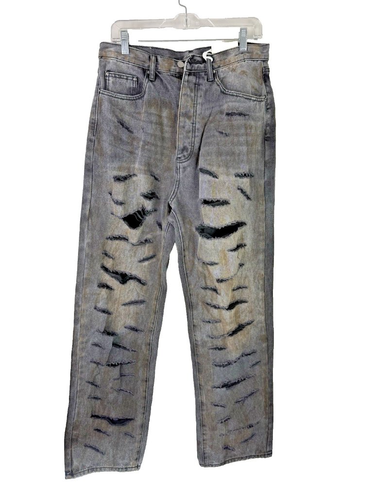 Mnml Ultra Baggy Jeans Mens 31 Black Thrashed Distressed Streetwear Y2k Nwt